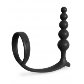 Черная анальная цепочка с эрекционным кольцом Ass-gasm Cockring Anal Beads - Pipedream - в Новокуйбышевске купить с доставкой