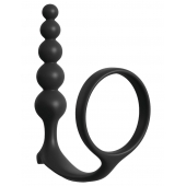 Черная анальная цепочка с эрекционным кольцом Ass-gasm Cockring Anal Beads - Pipedream - в Новокуйбышевске купить с доставкой
