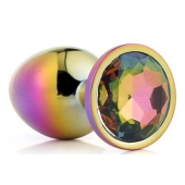 Голографическая анальная втулка с радужным кристаллом - 7,1 см. - Dream Toys - купить с доставкой в Новокуйбышевске