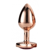 Золотистая анальная втулка с кристаллом-сердечком розового цвета - 7,1 см. - Dream Toys - купить с доставкой в Новокуйбышевске