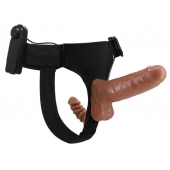 Страпон с вагинальной пробкой и вибрацией Ultra Passionate Harness - 16 см. - Baile - купить с доставкой в Новокуйбышевске