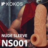 Телесная открытая насадка-реалистик с подхватом мошонки Nude Sleeve L - 14 см. - KOKOS - в Новокуйбышевске купить с доставкой