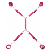 Ярко-розовый набор фиксаций на кровати Classic Bed Spreader - Lux Fetish - купить с доставкой в Новокуйбышевске