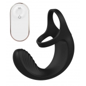 Черный анальный стимулятор с эрекционными кольцами Remote Couple Teaser - Dream Toys - в Новокуйбышевске купить с доставкой