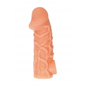 Телесная закрытая насадка с венками Cock Sleeve Size L - 17,6 см. - KOKOS - в Новокуйбышевске купить с доставкой