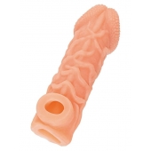 Телесная закрытая насадка с венками Cock Sleeve Size L - 17,6 см. - KOKOS - в Новокуйбышевске купить с доставкой