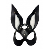 Черная маска зайки с белым мехом на ушках Miss Bunny - БДСМ Арсенал - купить с доставкой в Новокуйбышевске