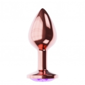 Пробка цвета розового золота с фиолетовым кристаллом Diamond Amethyst Shine L - 8,3 см. - Lola Games - купить с доставкой в Новокуйбышевске