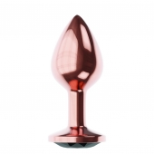 Пробка цвета розового золота с черным кристаллом Diamond Jet Shine L - 8,3 см. - Lola Games - купить с доставкой в Новокуйбышевске