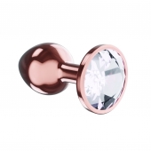 Пробка цвета розового золота с прозрачным кристаллом Diamond Moonstone Shine L - 8,3 см. - Lola Games - купить с доставкой в Новокуйбышевске