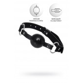 Черный кляп-шар на кожаных ремешках Anonymo - ToyFa - купить с доставкой в Новокуйбышевске