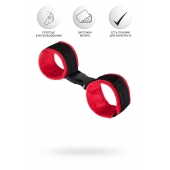 Красно-черные велюровые наручники Anonymo - ToyFa - купить с доставкой в Новокуйбышевске