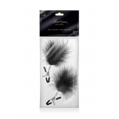 Зажимы на соски с черными пуховыми кисточками Sweet Caress Feather Nipple Clumps - Sweet Caress - купить с доставкой в Новокуйбышевске