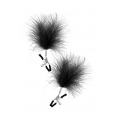 Зажимы на соски с черными пуховыми кисточками Sweet Caress Feather Nipple Clumps - Sweet Caress - купить с доставкой в Новокуйбышевске