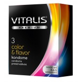 Цветные ароматизированные презервативы VITALIS PREMIUM color   flavor - 3 шт. - Vitalis - купить с доставкой в Новокуйбышевске
