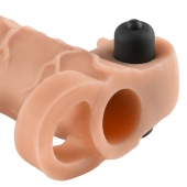 Телесная вибронасадка с кольцом Vibrating Real Feel 2 Extension - 16 см. - Pipedream - в Новокуйбышевске купить с доставкой