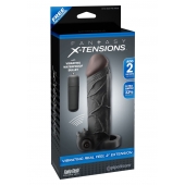 Чёрная вибронасадка с кольцом Vibrating Real Feel 2 Extension - 16 см. - Pipedream - в Новокуйбышевске купить с доставкой