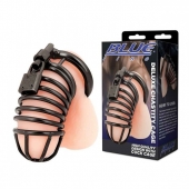 Черная металлическая клетка с замком Deluxe Chastity Cage - BlueLine - купить с доставкой в Новокуйбышевске