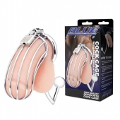 Серебристая металлическая клетка с анальным стимулятором Cock Cage - BlueLine - купить с доставкой в Новокуйбышевске