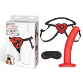 Красный поясной фаллоимитатор Red Heart Strap on Harness   5in Dildo Set - 12,25 см. - Lux Fetish - купить с доставкой в Новокуйбышевске