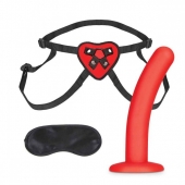 Красный поясной фаллоимитатор Red Heart Strap on Harness   5in Dildo Set - 12,25 см. - Lux Fetish - купить с доставкой в Новокуйбышевске