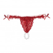 Красные трусики со стимулирующими бусинами и массажным гелем Sliding Gel Strawberry в комплекте - INTT купить с доставкой