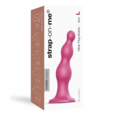 Розовая насадка Strap-On-Me Dildo Plug Beads size L - Strap-on-me - купить с доставкой в Новокуйбышевске