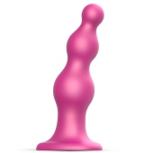 Розовая насадка Strap-On-Me Dildo Plug Beads size L - Strap-on-me - купить с доставкой в Новокуйбышевске