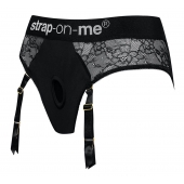 Черные трусики для насадок Diva Lingerie Harness - size L - Strap-on-me - купить с доставкой в Новокуйбышевске