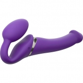 Фиолетовый безремневой вибрострапон Vibrating Bendable Strap-On - size L - Strap-on-me - купить с доставкой в Новокуйбышевске