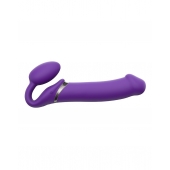 Фиолетовый безремневой вибрострапон Silicone Bendable Strap-On - size XL - Strap-on-me - купить с доставкой в Новокуйбышевске