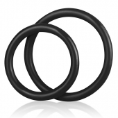 Набор из двух черных силиконовых колец разного диаметра SILICONE COCK RING SET - BlueLine - в Новокуйбышевске купить с доставкой