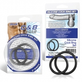 Набор из двух черных силиконовых колец разного диаметра SILICONE COCK RING SET - BlueLine - в Новокуйбышевске купить с доставкой