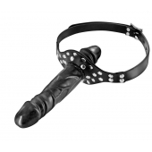 Черный кляп-фаллоимитатор Double Penis Gag - Fetish Tentation - купить с доставкой в Новокуйбышевске