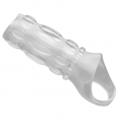 Насадка на пенис с кольцом для мошонки Clear Sensations Enhancer Sex Sleeve - 11,5 см. - XR Brands - в Новокуйбышевске купить с доставкой