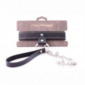 Узкий однослойный ошейник с поводком - Crazy Handmade - купить с доставкой в Новокуйбышевске