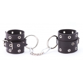 Черные кожаные наручники с люверсами - Crazy Handmade - купить с доставкой в Новокуйбышевске