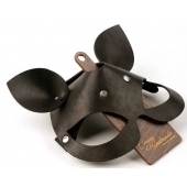 Черная кожаная маска  Кошка  с маленькими ушками - Crazy Handmade - купить с доставкой в Новокуйбышевске