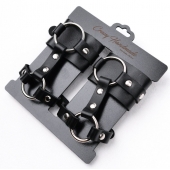Черные наручники с креплением на кисть руки - Crazy Handmade - купить с доставкой в Новокуйбышевске