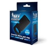 Черная открытая насадка на пенис с кольцом для мошонки XXXL-size - 9,9 см. - Sex Expert - в Новокуйбышевске купить с доставкой