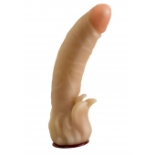 Телесная гелевая насадка-фаллос с клиторальными лепестками - 18,5 см. - LOVETOY (А-Полимер) - купить с доставкой в Новокуйбышевске