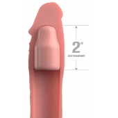 Телесная насадка-удлинитель 2 Inch Silicone X-tension with Strap - 20,3 см. - Pipedream - в Новокуйбышевске купить с доставкой