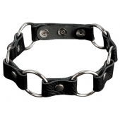 Кожаный черный ошейник с кольцами - Sitabella - купить с доставкой в Новокуйбышевске