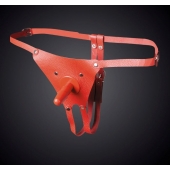 Красные кожаные универсальные трусики со штырьком для насадок - Sitabella - купить с доставкой в Новокуйбышевске