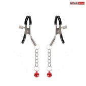 Серебристые зажимы на соски с шариками на цепочках - Notabu - купить с доставкой в Новокуйбышевске