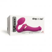 Ярко-розовый безремневой страпон Multi Orgasm Size S с клиторальной стимуляцией - Strap-on-me - купить с доставкой в Новокуйбышевске