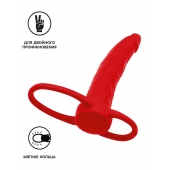Красная насадка на пенис для двойного проникновения Black Red - 16,5 см. - ToyFa - купить с доставкой в Новокуйбышевске