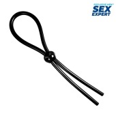 Черное силиконовое лассо с шариком для утяжки - Sex Expert - в Новокуйбышевске купить с доставкой