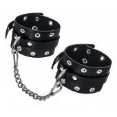 Черные кожаные однослойные оковы с люверсами - Pecado - купить с доставкой в Новокуйбышевске