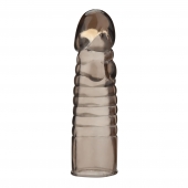 Дымчатая насадка-удлинитель Ribbed Realistic Penis Enhancing Sleeve Extension - 15,2 см. - BlueLine - в Новокуйбышевске купить с доставкой